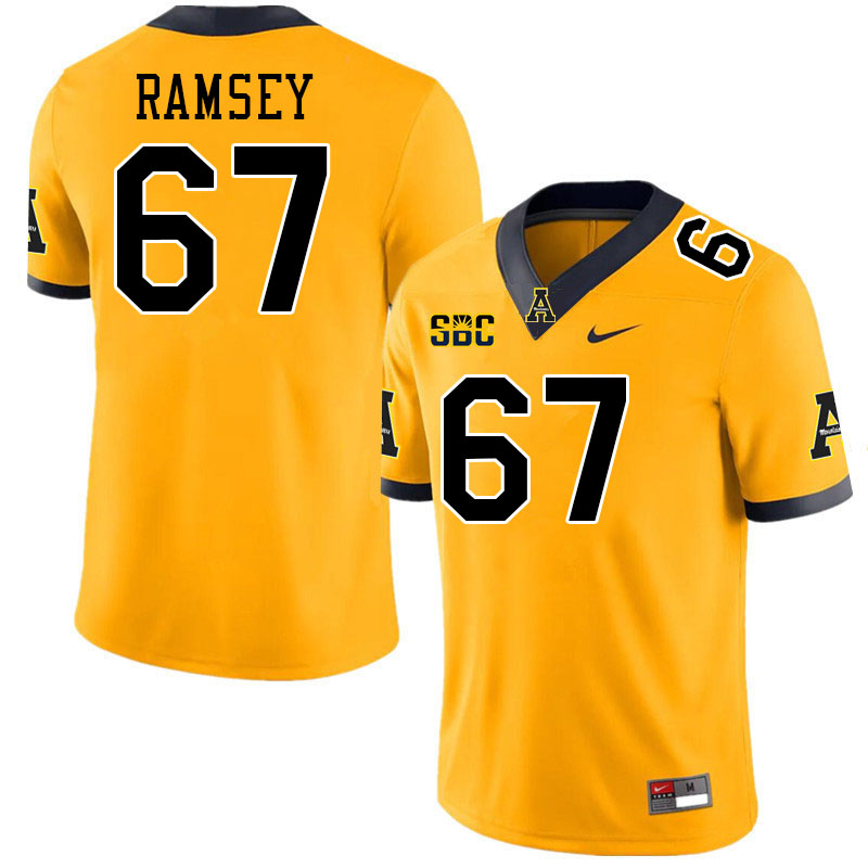 Appalachian State Mountaineers #67 Trent Ramsey College Football Jerseys Stitched-Gold